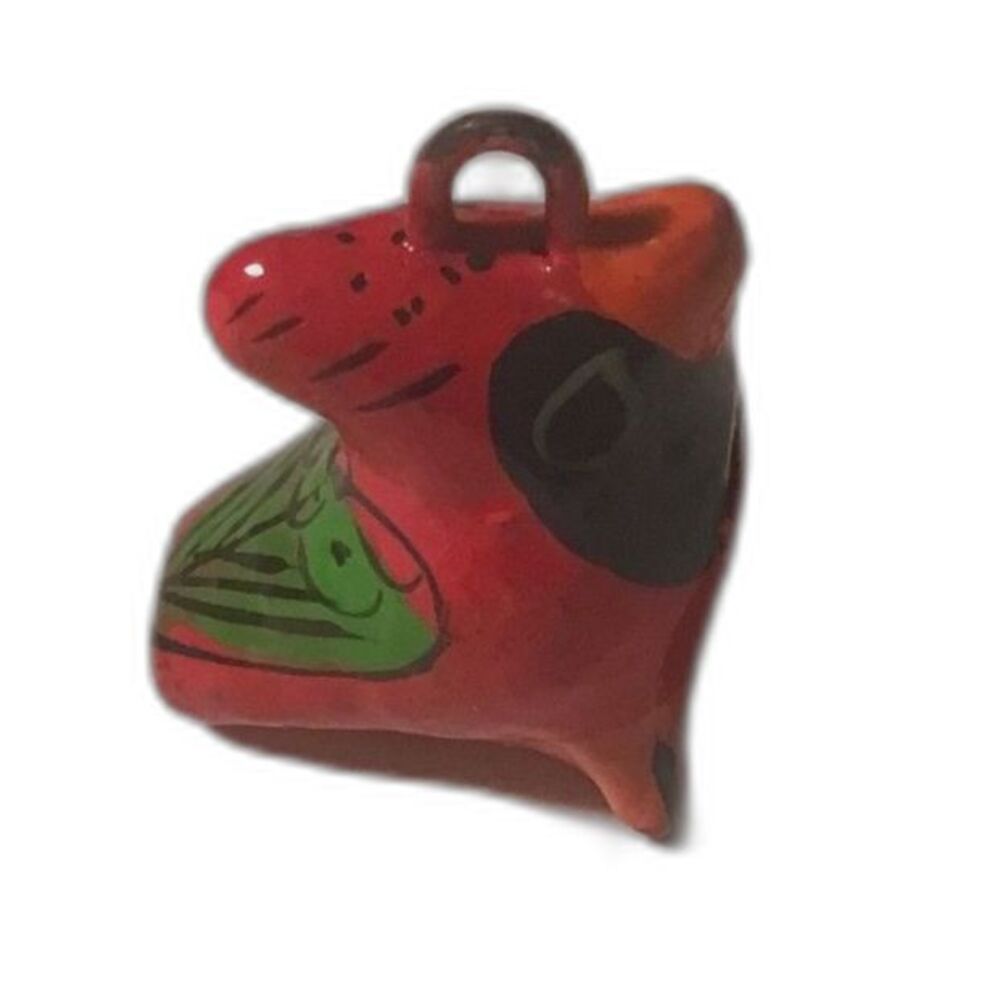 Vintage Mexican Folk Art Clay Bird Whistle Cardinal Hand Painted 1.5"